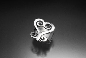 Sterling Silver Sankofa heart learn from the past adjustable meaningful ring