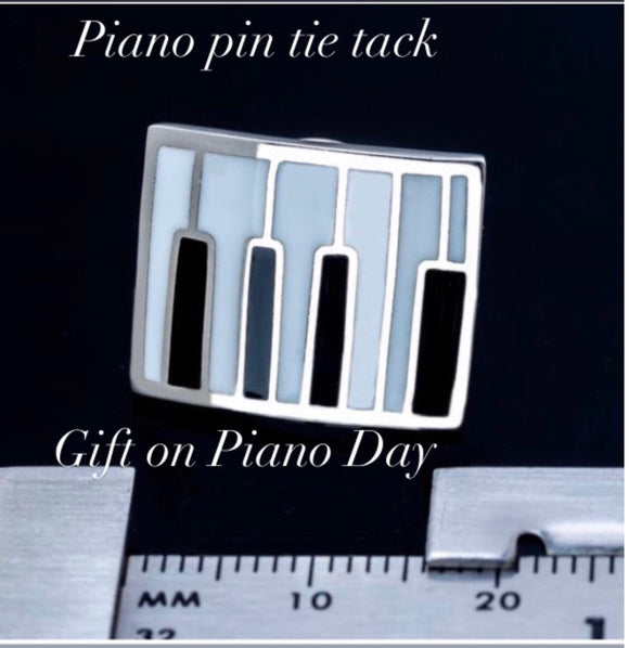 Music Gift, unique piano pin, recycled jewelry, piano keys, New Orleans. Jazz, music inspired, Chester Allen original jewelry art, piano day