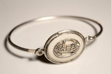 Silver bracelet,  Piano Key, handmade recycled ebony ivory hammered bangle,  New Orleans jewelry art,  music related gift