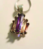 Multi color crystal necklace, handmade in sterling silver, New Orleans lovers jewelry, Neutral Ground is Higher Ground