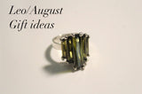Silver green crystal Ring, August birthstone, Neutral Ground is Higher Ground Sterling statement Ring  New Orleans jewelry gift for her