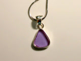 Purple sea glass necklace, oval seaglass pendant, August gift ideas, beach tropical jewelry, sea comers gift, summer memories