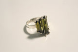 Silver green crystal Ring, August birthstone, Neutral Ground is Higher Ground Sterling statement Ring  New Orleans jewelry gift for her