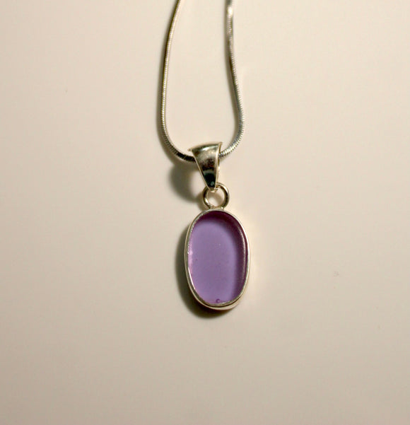 Purple sea glass necklace, oval seaglass pendant, August gift ideas, beach tropical jewelry, sea comers gift, summer memories