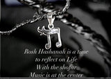 Silver Chai pin, Rosh Hashanah jewelry, Symbol of Life, Jewish New Year gift, necklace to wear at synagogue, Music lapel pin