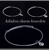 Charm bracelet, Sankofa (heart), dainty heart charm, adjustable adinkra symbol charm bracelet,