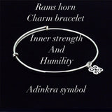 Charm bracelet, Sankofa (heart), dainty heart charm, adjustable adinkra symbol charm bracelet,