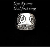 Silver Ring, men wide Band, Ghanaian,  Gye Nyame ring, God first, Adinkra symbol jewelry, size 7, Chester Allen design