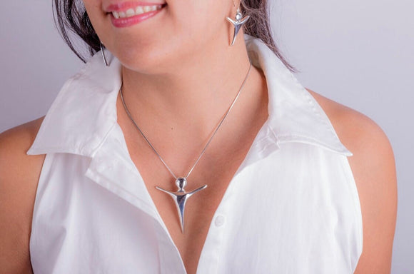 Jewelry for Free Spirit, Gift set for free thinker, nonconformist, independent, A Chester Allen, unique, human like, necklace and earrings