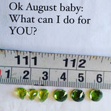 Peridot earrings, August birthday gift, green circle studs. Great posts  for men, children, and women