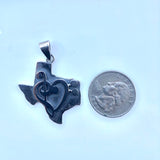 Gift for Texan, Texas Necklace, Silver Texas state pendant, Deep in the heart of Texas
