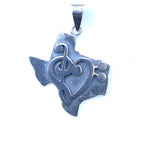 Gift for Texan, Texas Necklace, Silver Texas state pendant, Deep in the heart of Texas
