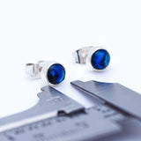 Sapphire blue earrings, small, round, dark blue, stud earring, Gemstone jewelry for man or woman, September birthday gift