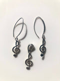 Music note jewelry set, treble clef necklace and earrings set, music jewelry gift for student, teacher, Dj, girlfriend