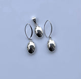 Silver Jewelry Set, Oval Necklace and Earrings Set, gift for her