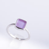 Sea glass ring, Square purple ring, beach comer gift, Beach glass jewelry, birthday day gift for her, vacay memories, pinky ring