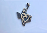 Gift for Texan, Texas Necklace, Silver Texas state pendant, Deep in the heart of Texas