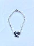 Silver Heart bracelet, Sankofa heart link bracelet, Adinkra symbol jewelry, heart gift for girlfriend