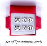 3 pair stud earring set,  Adinkra symbol gift set