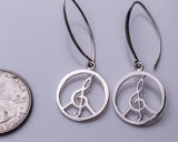 Peace sign Earrings, Music inspired, treble clef jewelry Handmade sterling silver power of love dangle earrings