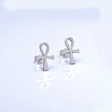 Lg Ankh stud earrings, sterling silver studs, Egyptian coptic cross, Kemetic jewelry, mystic, goth, gift