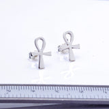 Lg Ankh stud earrings, sterling silver studs, Egyptian coptic cross, Kemetic jewelry, mystic, goth, gift