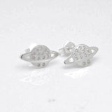 Saturn stud earrings, Planet earrings, sterling silver
