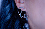 Modern Earring, geometric jacket post earrings, Artsy gift for her, unique hoops