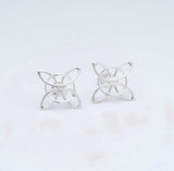 Silver stud Concentric earrings, geometric jewelry gift
