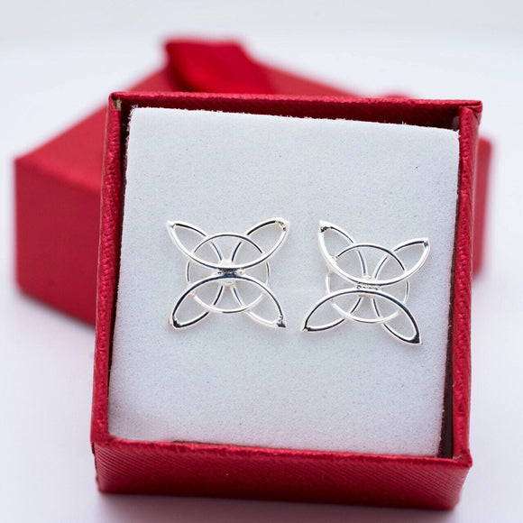 Silver stud Concentric earrings, geometric jewelry gift