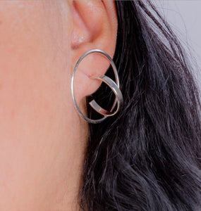 Modern Earring, geometric jacket post earrings, Artsy gift for her, unique hoops