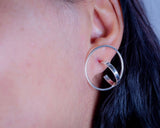 Modern Earring, geometric jacket post earrings, Artsy gift for her, unique hoops