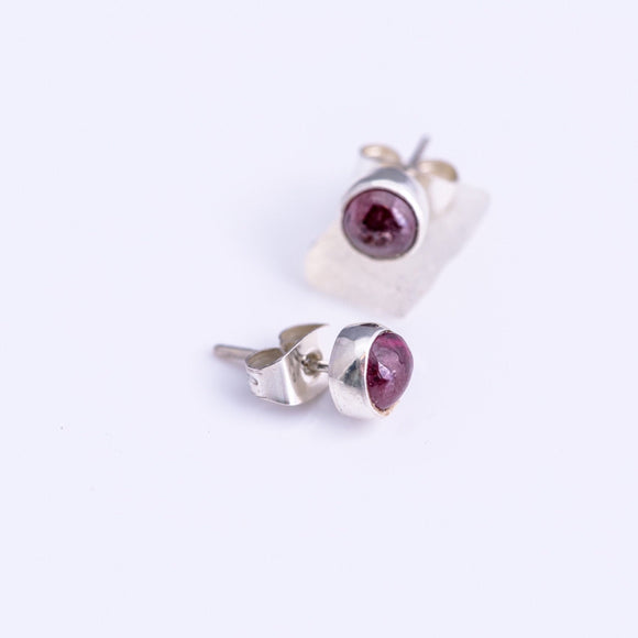 Garnet earrings, sterling silver studs, January birthstone, genuine stone for healing, cleansing, energizing chakras