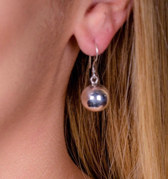 Ball drop earrings, sterling silver, Matching accessory for other ball jewelry