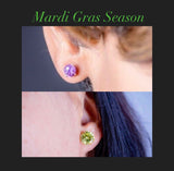 Amethyst Crystal earrings, Purple faceted studs, February birthday gift, Mardi Gras jewelry