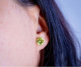 August birthday gift, Peridot color Crystal earrings, Leo gift idea, jewelry with bling, gift for girlfriend, green zirconia stud earrings