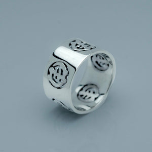Silver Ring, men wide Band, Ghanaian,  Gye Nyame ring, God first, Adinkra symbol jewelry, size 7, Chester Allen design