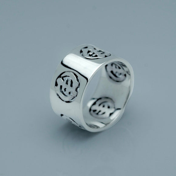 Silver Ring, men wide Band, Ghanaian,  Gye Nyame ring, God first, Adinkra symbol jewelry, size 7, Chester Allen design