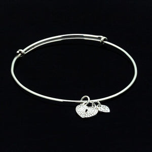 Heart charm bracelet, key to her heart, Valentines Day Gift