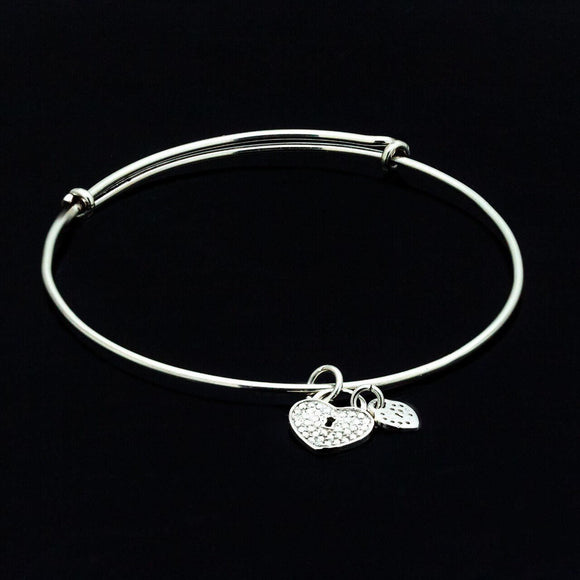 Heart charm bracelet, key to her heart, Valentines Day Gift
