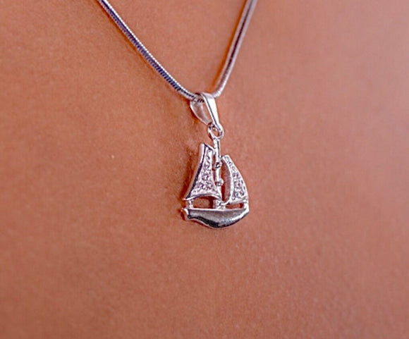 Silver Sailboat necklace, Nautical gift, sterling silver mariners pendant