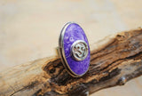 Purple Om ring, meditation jewelry, Hindu symbol, aum symbol, call to the universe, seed mantra, connects to 7th or crown chakra