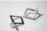 Geometric Hoop earrings, square post 1 inch diameter flat Earrings