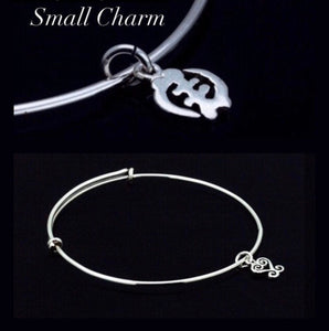 Two Charms and a bracelet, Sankofa (heart), Gye Nyame dainty heart charm, adjustable adinkra symbol charm jewelry set