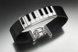 Bracelet Piano keys and Leather Sterling silver Recycled New Orleans Katrina pianist