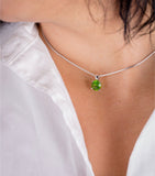 Peridot necklace, August birthday gift, green circle pendant