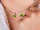 Peridot necklace, August birthday gift, green circle pendant