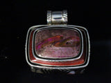 Purple and brown statement pendant set in sterling silver unisex handmade one of a kind gemstone and wooden jewelry