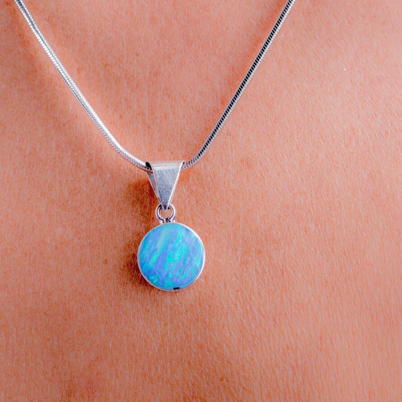 Blue Opal Necklace, October birthstone, birthday gift, blue drop pendant, spiritual healing, luck, love, heart chakra, loyal