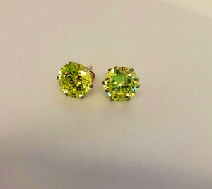 August birthday gift, Peridot color Crystal earrings, Leo gift idea, jewelry with bling, gift for girlfriend, green zirconia stud earrings